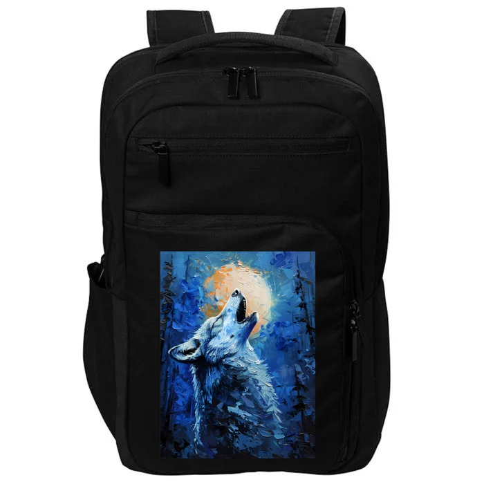 Howling Wolf Oil Painting Impact Tech Backpack