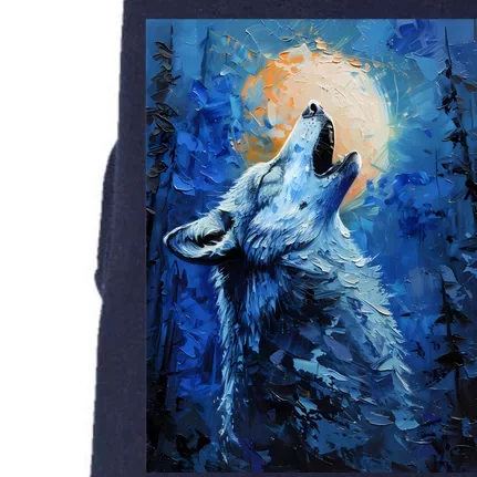 Howling Wolf Oil Painting Doggie 3-End Fleece Hoodie