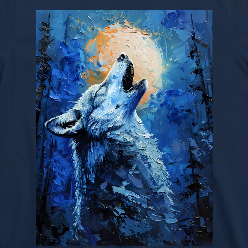 Howling Wolf Oil Painting T-Shirt