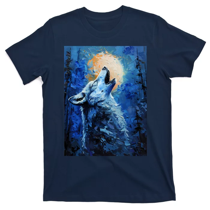 Howling Wolf Oil Painting T-Shirt