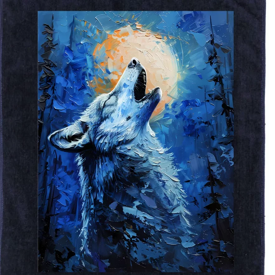 Howling Wolf Oil Painting Platinum Collection Golf Towel