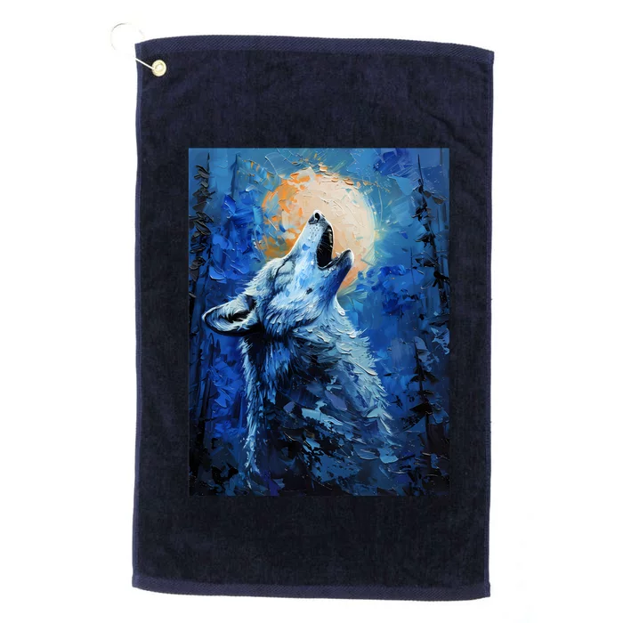 Howling Wolf Oil Painting Platinum Collection Golf Towel