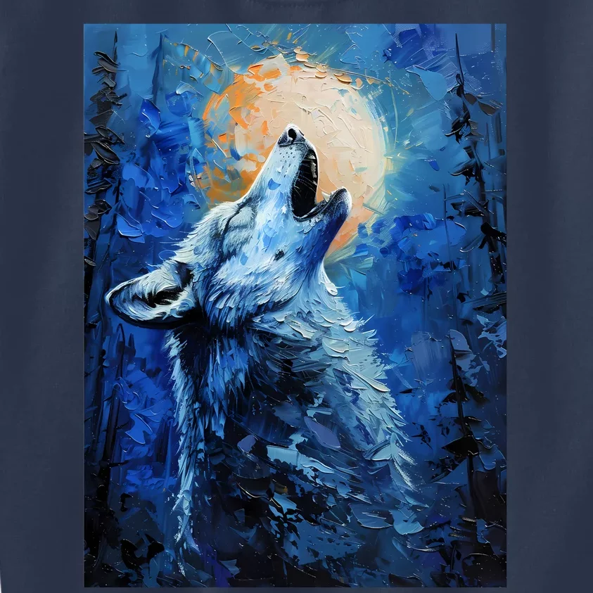 Howling Wolf Oil Painting Kids Sweatshirt