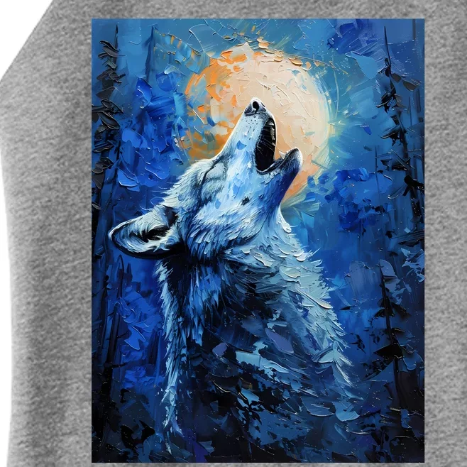 Howling Wolf Oil Painting Women’s Perfect Tri Rocker Tank