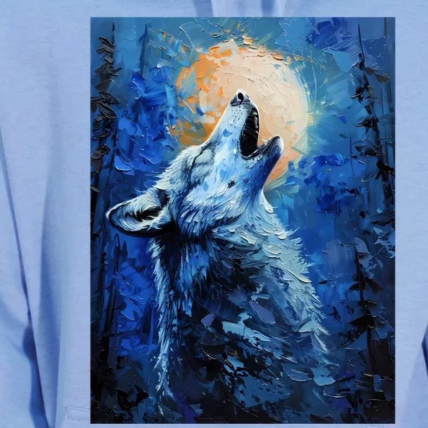 Howling Wolf Oil Painting Unisex Surf Hoodie