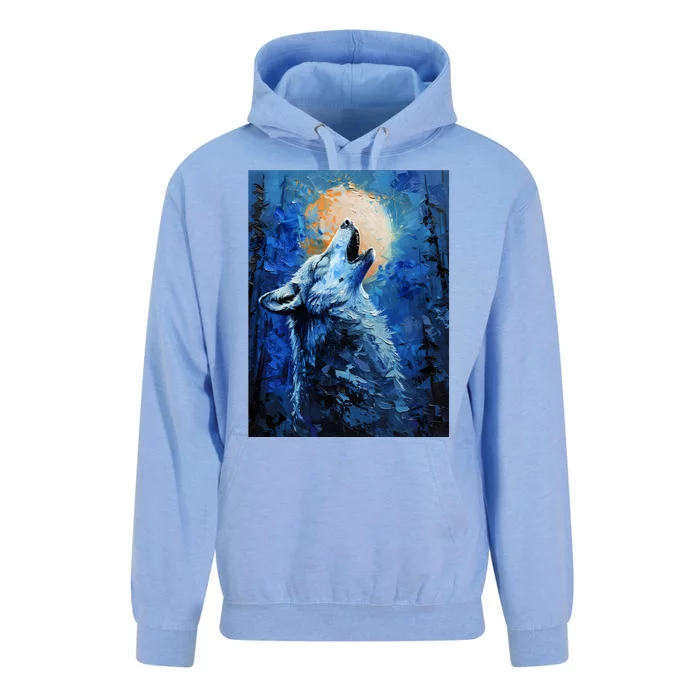 Howling Wolf Oil Painting Unisex Surf Hoodie