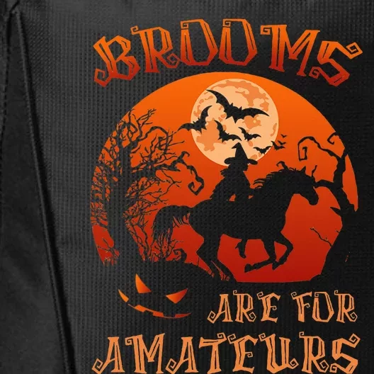 Halloween Witch on Horse Broomstick Costume City Backpack