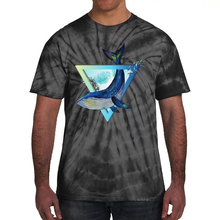 Humpback Whale Ocean Conceptual Watercolor Art Aquarelle Tie-Dye T-Shirt