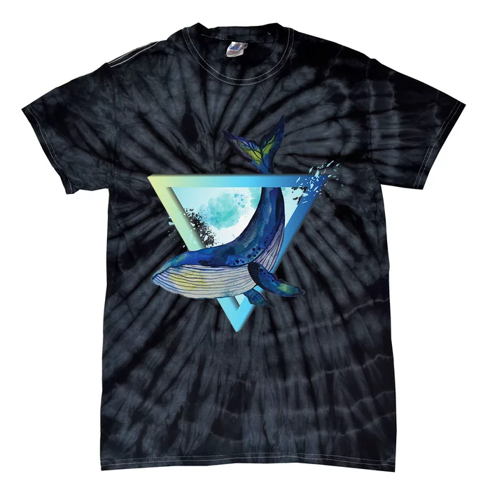 Humpback Whale Ocean Conceptual Watercolor Art Aquarelle Tie-Dye T-Shirt