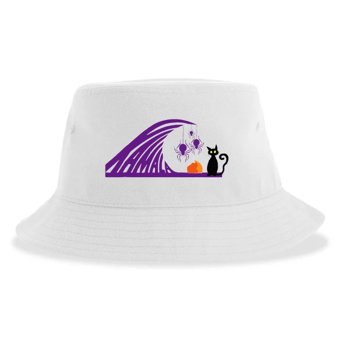 Halloween Wave Of Pruple Cats For Kamala Funny Trump Sustainable Bucket Hat