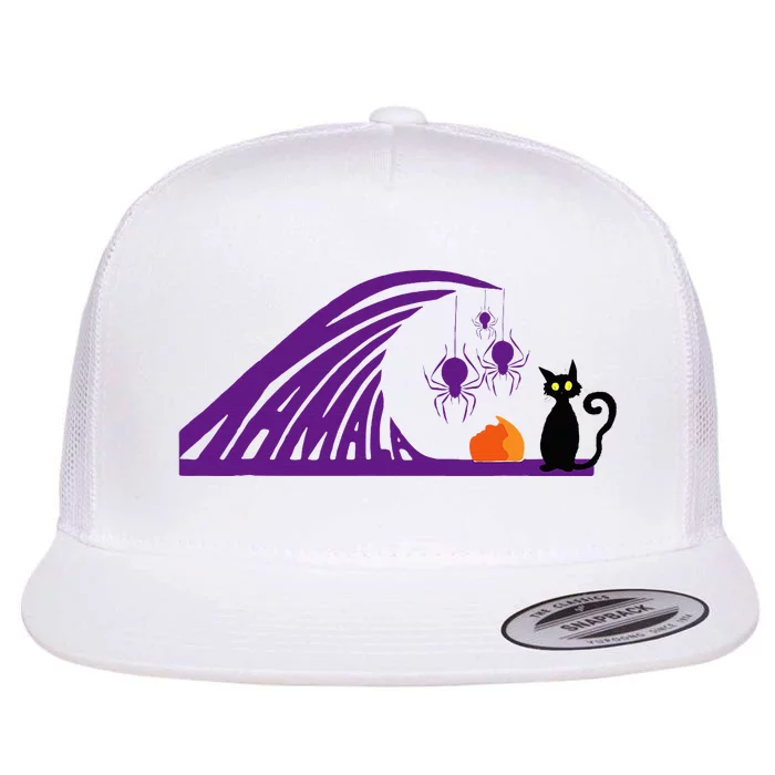 Halloween Wave Of Pruple Cats For Kamala Funny Trump Flat Bill Trucker Hat