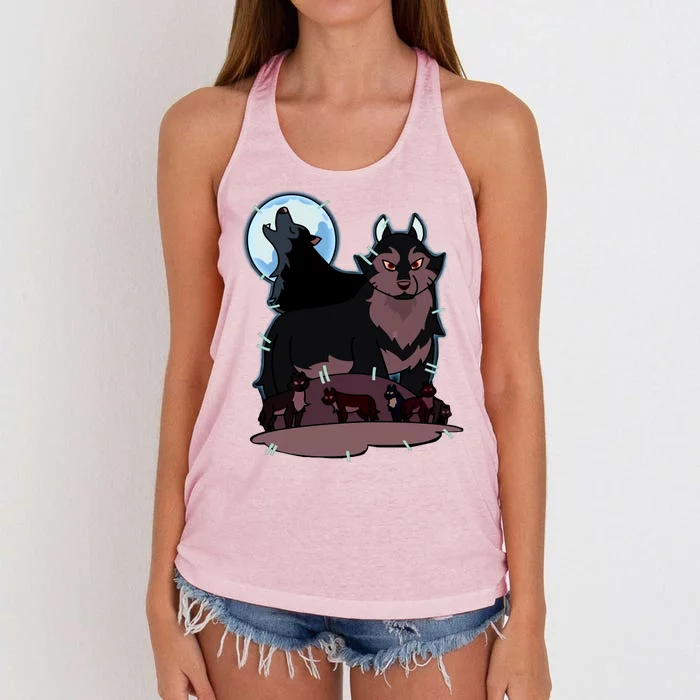 Hunter's Wolf Owl House Bad Girl Cartoon Movie Women's Knotted Racerback Tank