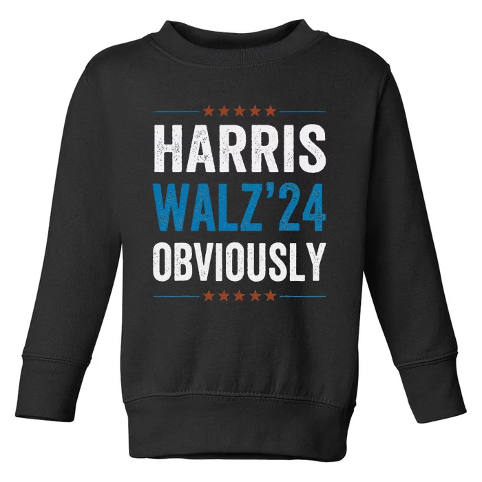 Harris Waltz Obviously 2024 Vintage Kamala Harris Tim Walz Toddler Sweatshirt