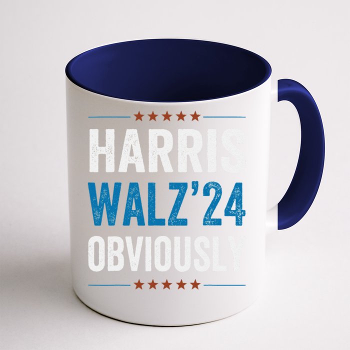 Harris Waltz Obviously 2024 Vintage Kamala Harris Tim Walz Front & Back Coffee Mug