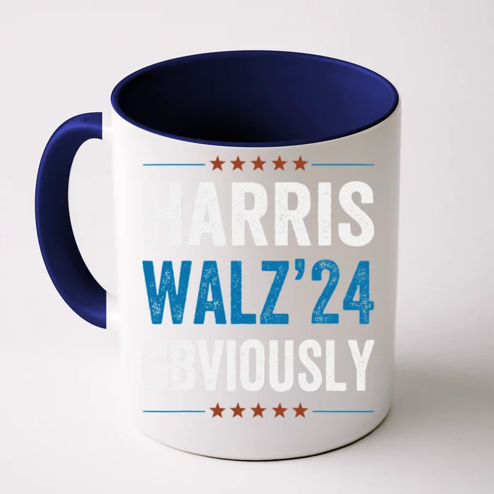 Harris Waltz Obviously 2024 Vintage Kamala Harris Tim Walz Front & Back Coffee Mug