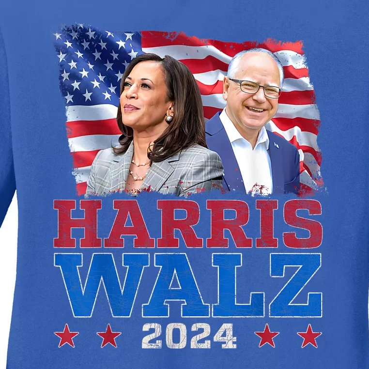 Harris Walz President Election 2024 Kamala Harris Tim Walz Ladies Long Sleeve Shirt