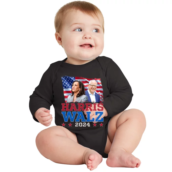 Harris Walz President Election 2024 Kamala Harris Tim Walz Baby Long Sleeve Bodysuit