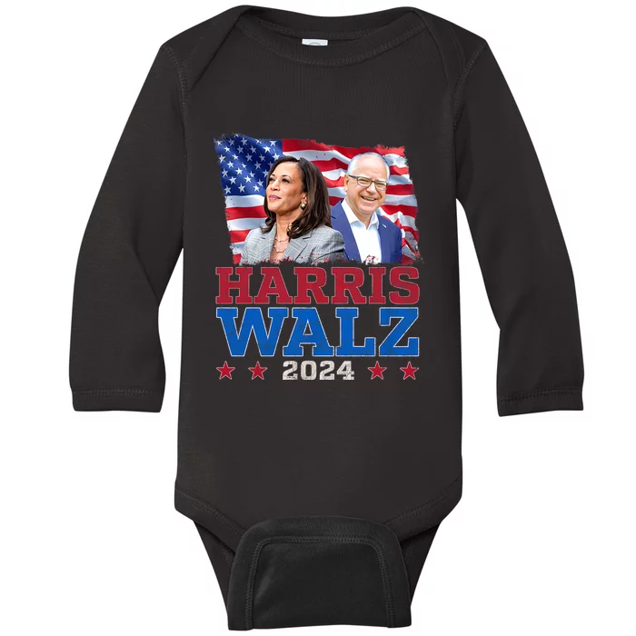 Harris Walz President Election 2024 Kamala Harris Tim Walz Baby Long Sleeve Bodysuit