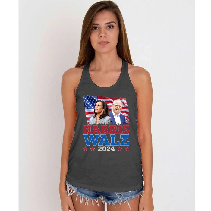 Harris Walz President Election 2024 Kamala Harris Tim Walz Women's Knotted Racerback Tank