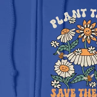 Hippie Wildflower Planet Save Environt Earth Day Groovy Gift Full Zip Hoodie