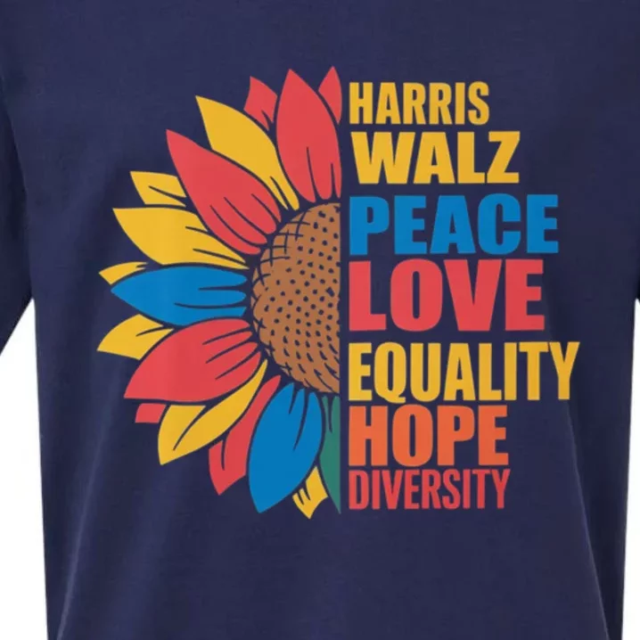 Harris Walz Peace Love Equality Hope Diversity Sunflower Cute Gift Sueded Cloud Jersey T-Shirt