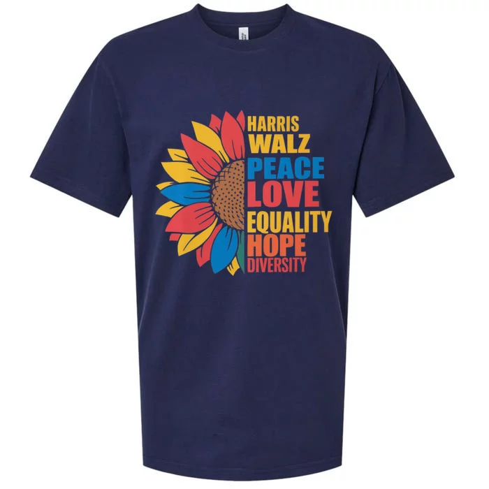 Harris Walz Peace Love Equality Hope Diversity Sunflower Cute Gift Sueded Cloud Jersey T-Shirt