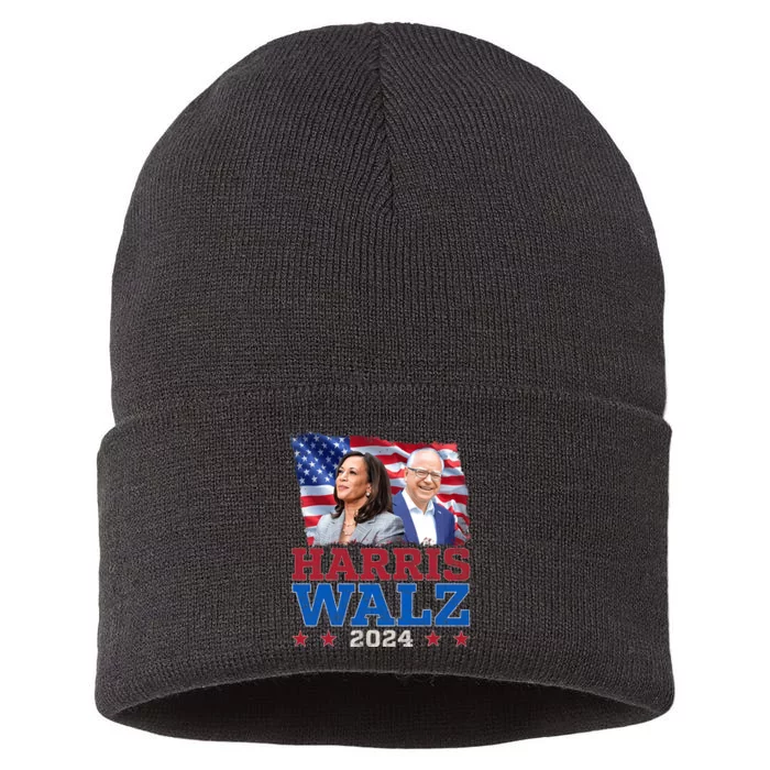 Harris Walz President Election 2024 Kamala Harris Tim Walz Sustainable Knit Beanie