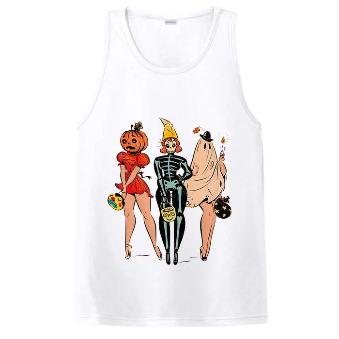 Halloween Witch Pin Up Retro Vintage Pumpkin Performance Tank