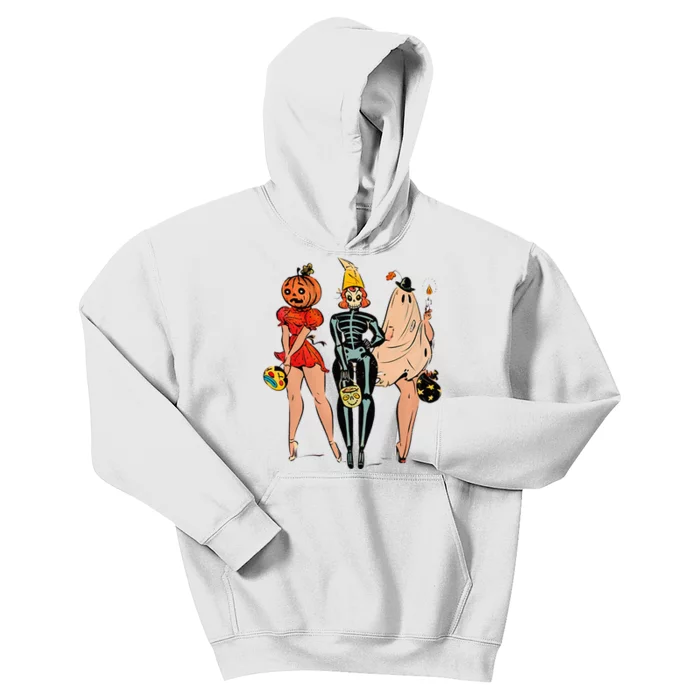 Halloween Witch Pin Up Retro Vintage Pumpkin Kids Hoodie