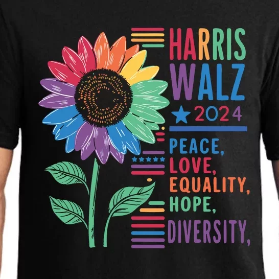 Harris Walz Peace Love Equality Hope Diversity Kamala 2024 Pajama Set