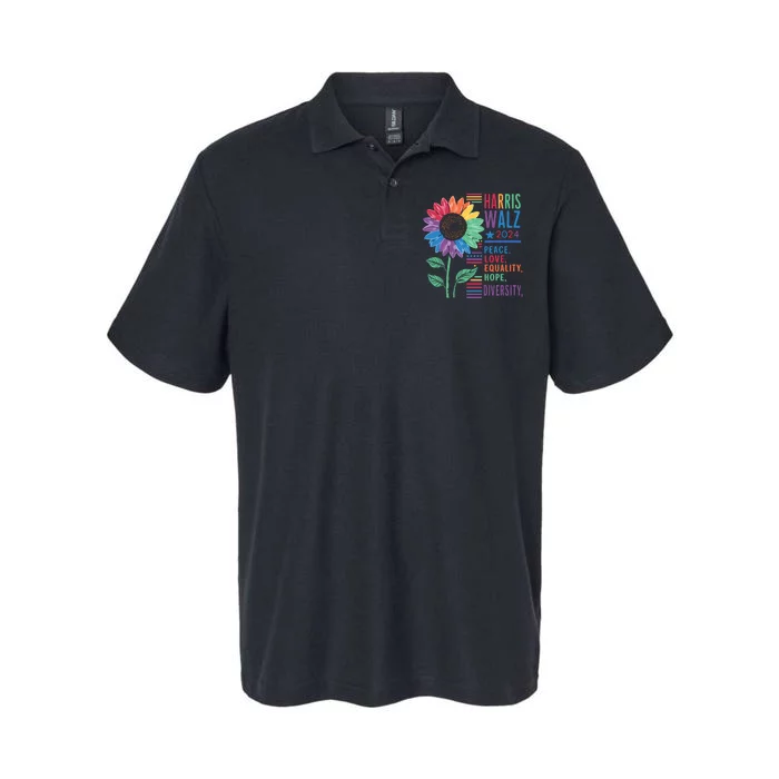 Harris Walz Peace Love Equality Hope Diversity Kamala 2024 Softstyle Adult Sport Polo