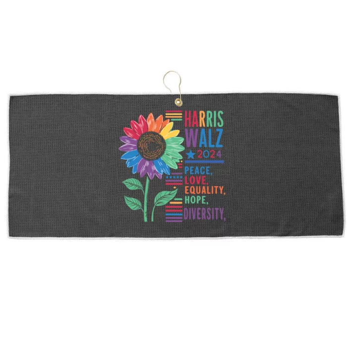 Harris Walz Peace Love Equality Hope Diversity Kamala 2024 Large Microfiber Waffle Golf Towel