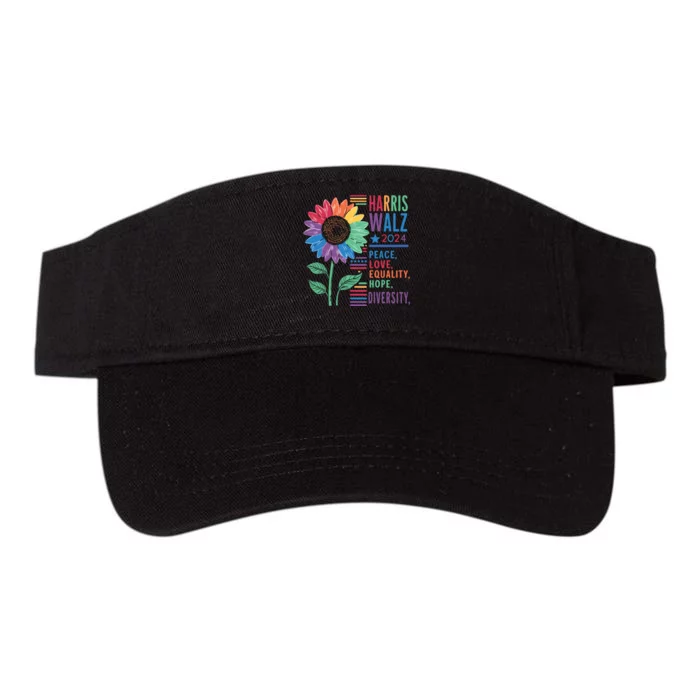 Harris Walz Peace Love Equality Hope Diversity Kamala 2024 Valucap Bio-Washed Visor