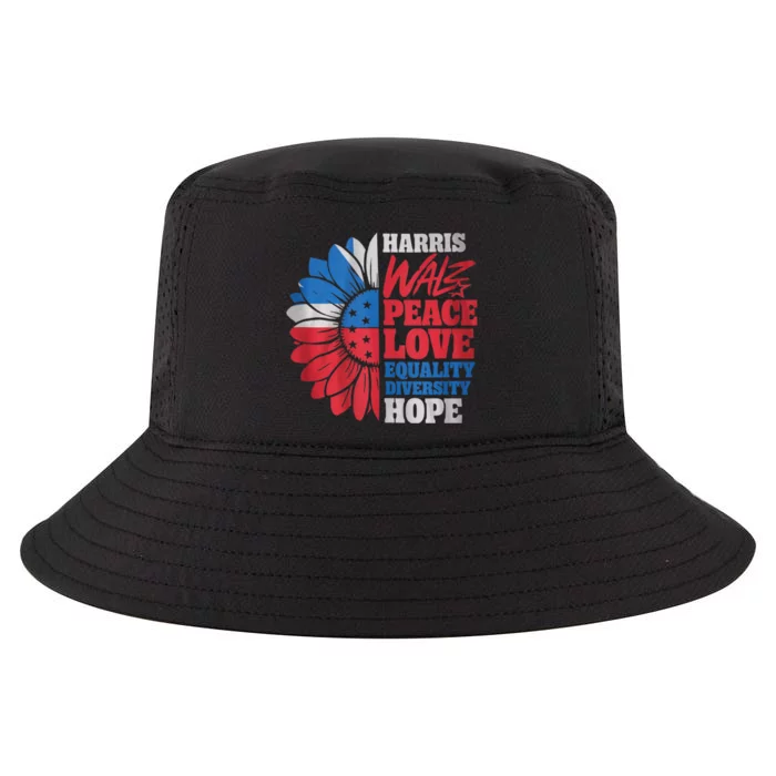 Harris Walz Peace Love Equality Diversity Hope Sunflower Cool Comfort Performance Bucket Hat