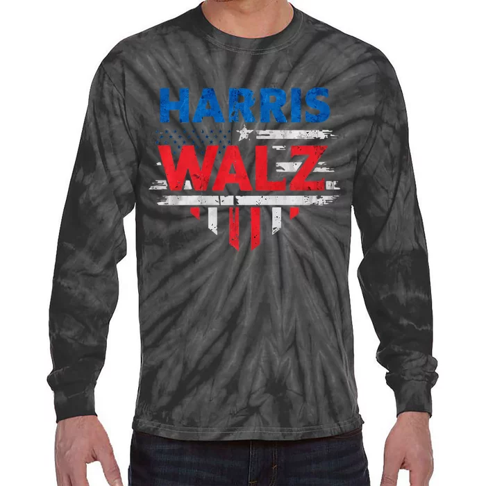 Harris Walz President T For Kamala 2024 Premium Tie-Dye Long Sleeve Shirt