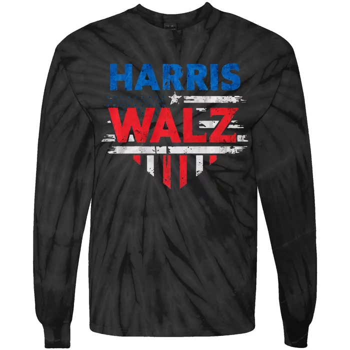 Harris Walz President T For Kamala 2024 Premium Tie-Dye Long Sleeve Shirt