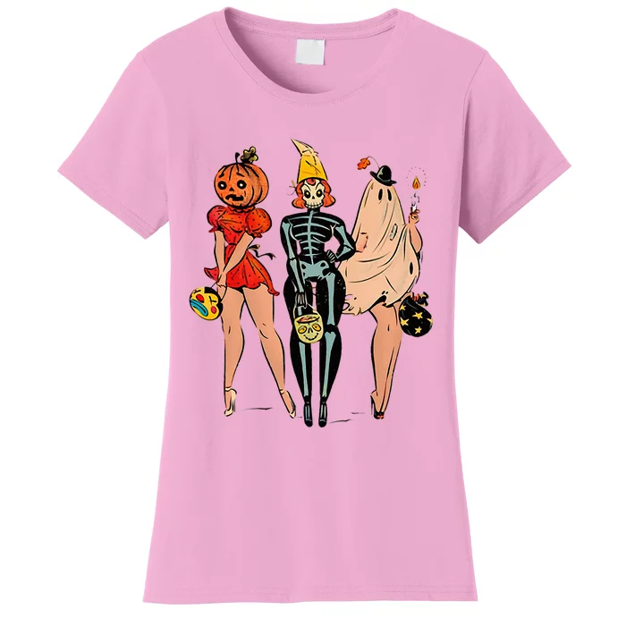 H.A.L.L.O.W.E.En Witch Pin Up Vintage Pumpkin Women Women's T-Shirt