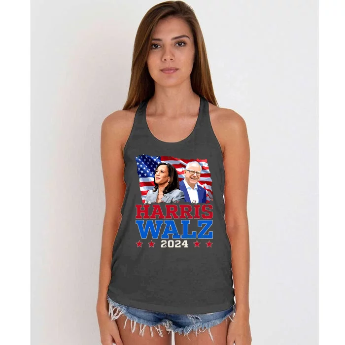 Harris Walz President Election 2024 Kamala Harris Tim Walz Women's Knotted Racerback Tank