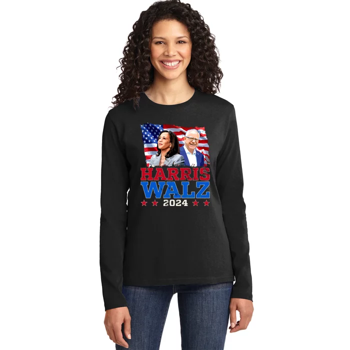 Harris Walz President Election 2024 Kamala Harris Tim Walz Ladies Long Sleeve Shirt