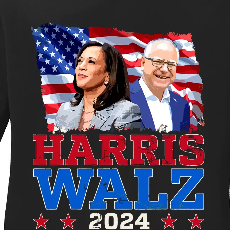 Harris Walz President Election 2024 Kamala Harris Tim Walz Ladies Long Sleeve Shirt