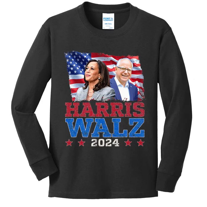 Harris Walz President Election 2024 Kamala Kids Long Sleeve Shirt