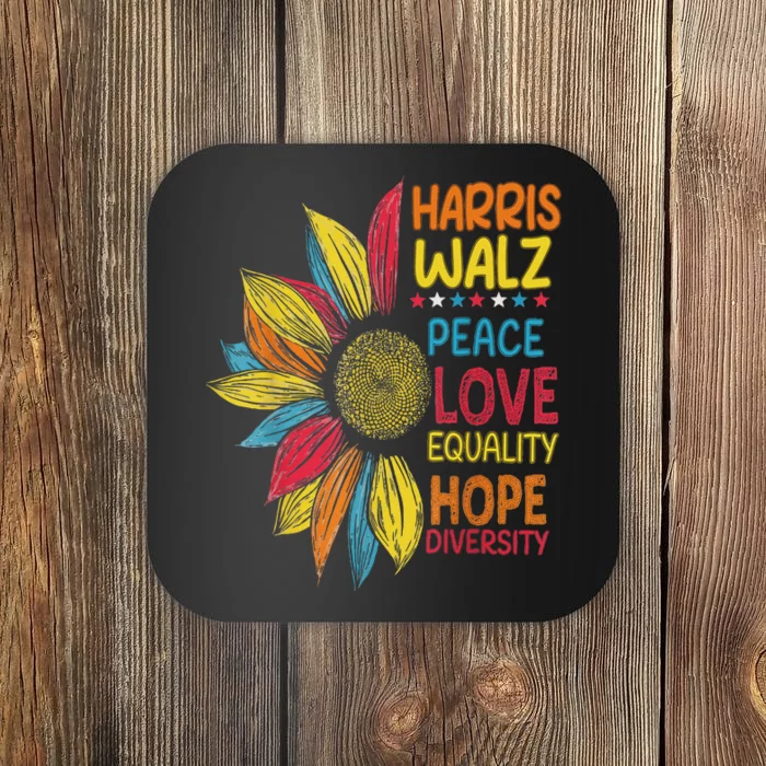 Harris Waltz Peace Love Equality Hope Diversity Coaster