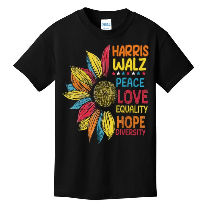 Harris Waltz Peace Love Equality Hope Diversity Kids T-Shirt