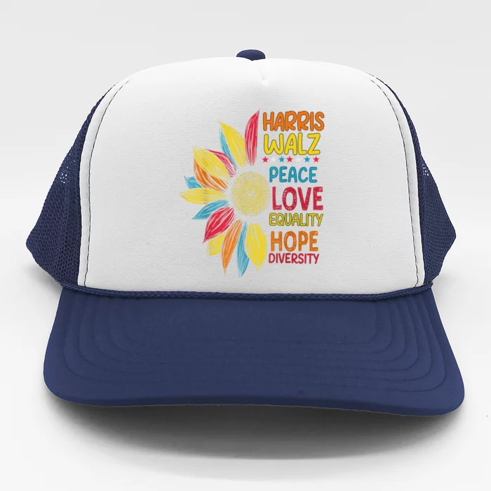 Harris Waltz Peace Love Equality Hope Diversity Trucker Hat