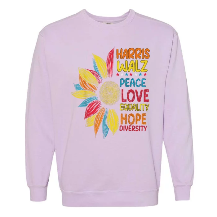 Harris Waltz Peace Love Equality Hope Diversity Garment-Dyed Sweatshirt