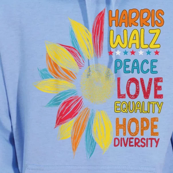 Harris Waltz Peace Love Equality Hope Diversity Unisex Surf Hoodie