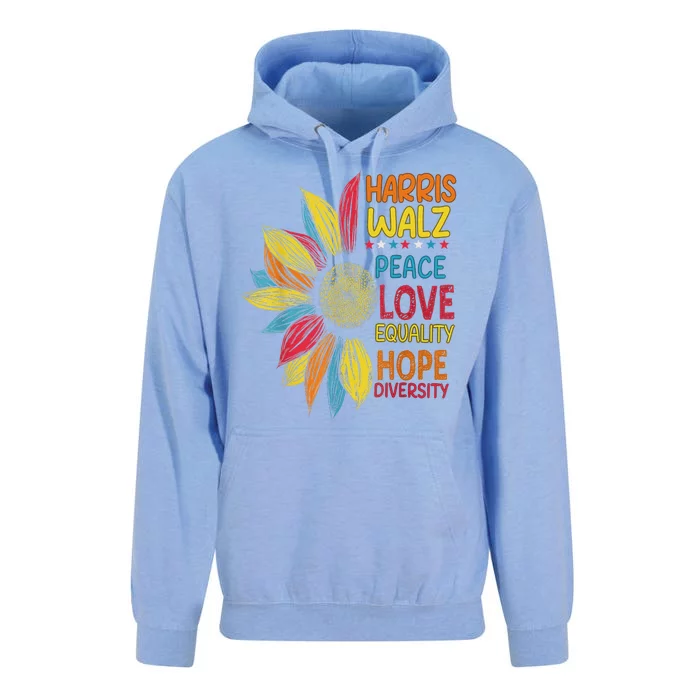 Harris Waltz Peace Love Equality Hope Diversity Unisex Surf Hoodie