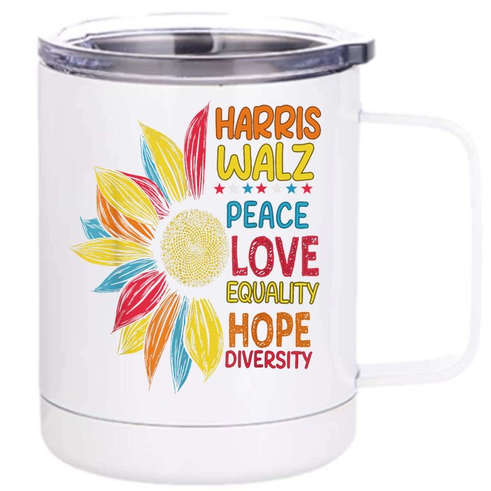 Harris Waltz Peace Love Equality Hope Diversity Front & Back 12oz Stainless Steel Tumbler Cup