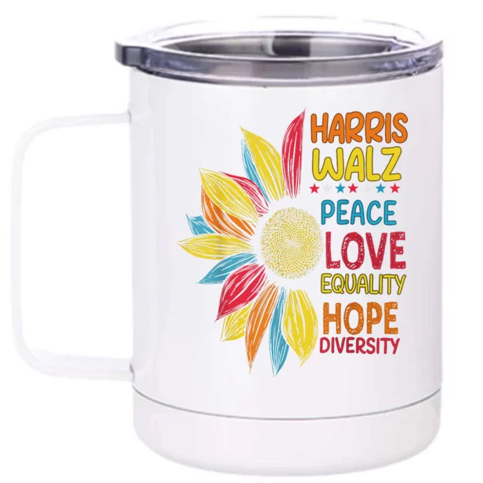 Harris Waltz Peace Love Equality Hope Diversity Front & Back 12oz Stainless Steel Tumbler Cup