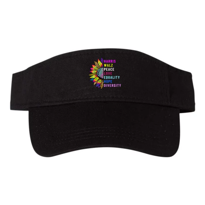 Harris Walz Peace Love Equality Hope Diversity Valucap Bio-Washed Visor